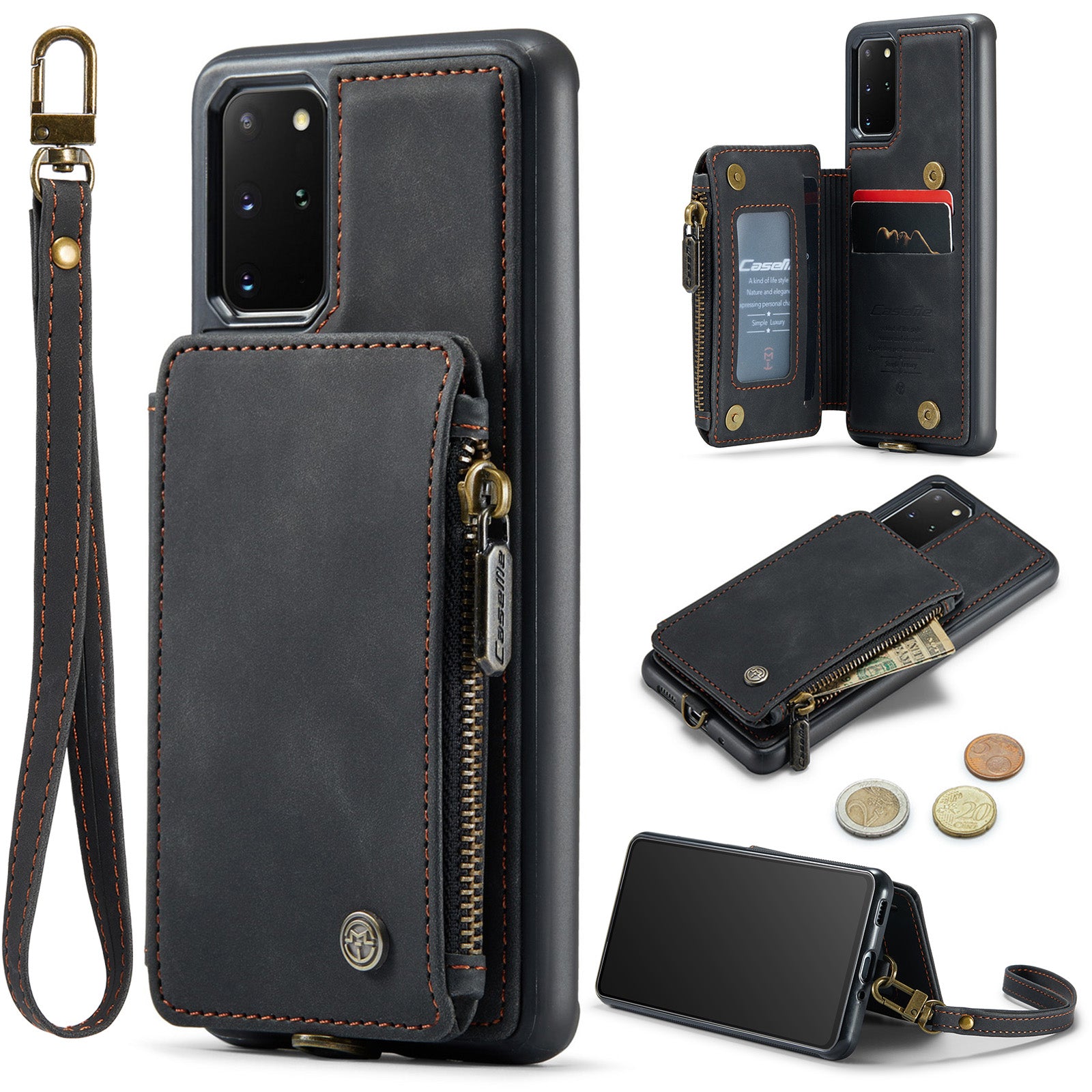 CASEME C20 Series for Samsung Galaxy S20 Plus 5G 4G RFID Blocking PU Leather Coated TPU Cover Wallet Kickstand Zipper Pocket Phone Case CASEME C20 Series for Samsung Galaxy S20 Plus 5G 4G RFID Blocking PU Leather Coated TPU Cover Wallet Kickstand Zipper Pocket Phone Case